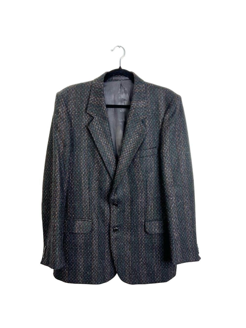 Vintage 100% wool black multi colour tweed blazer 40 R
